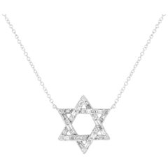14K White Gold 0.28ct Diamond Star of David Necklace PN15190-W