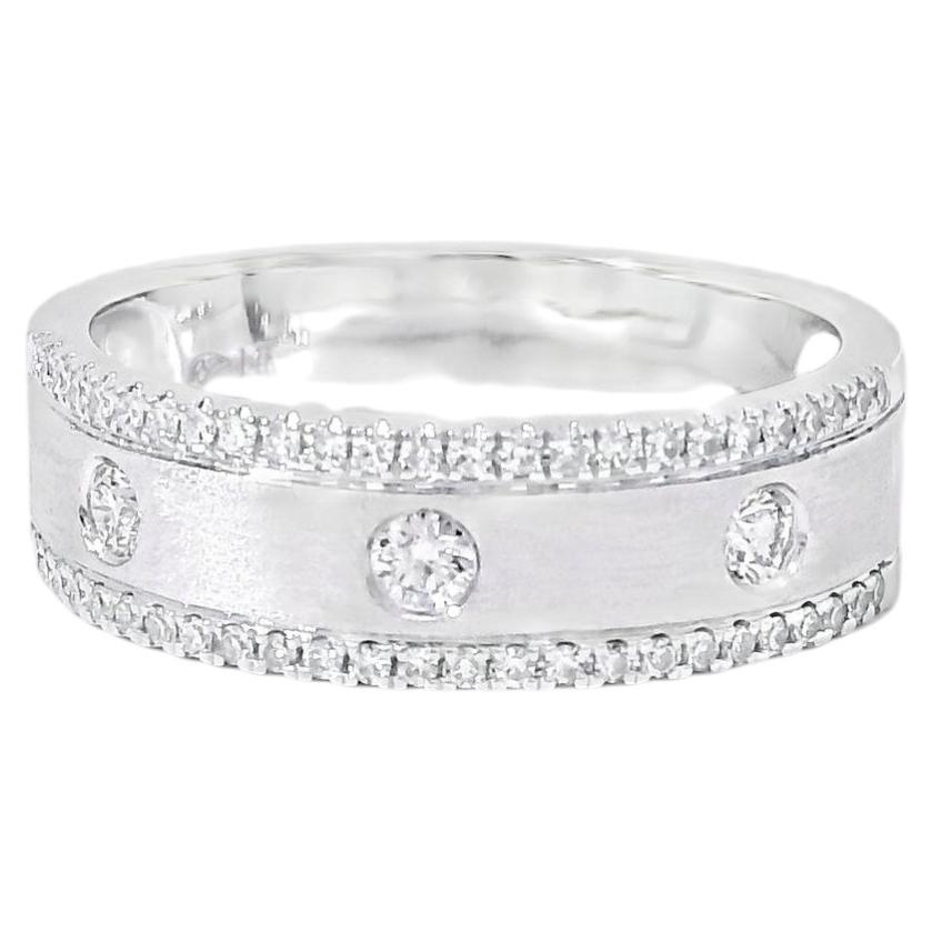 Anillo de Oro Blanco de 14k 0.28ctw Anillo de Diamantes Brillantes Redondos con Chorro de Arena en venta