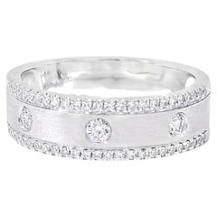 14k White Gold 0.28ctw Round Brilliant Diamond Ring Band With Sandblast