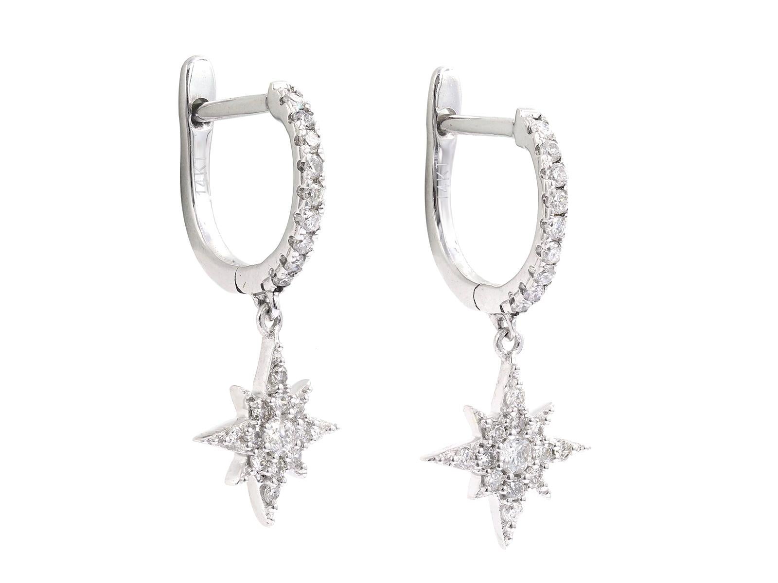 Materiale:  Oro bianco 14KT
Peso dell'oro: 1,41 grammi
Dimensione dell'orecchino: 1,8cmX1cm
Incastonato con : Diamante 
A. Stone : 44 diamanti naturali

Carati di diamante: 0,29
Peso totale dei carati:  0.29

Colore del diamante :  GH
Chiarezza del