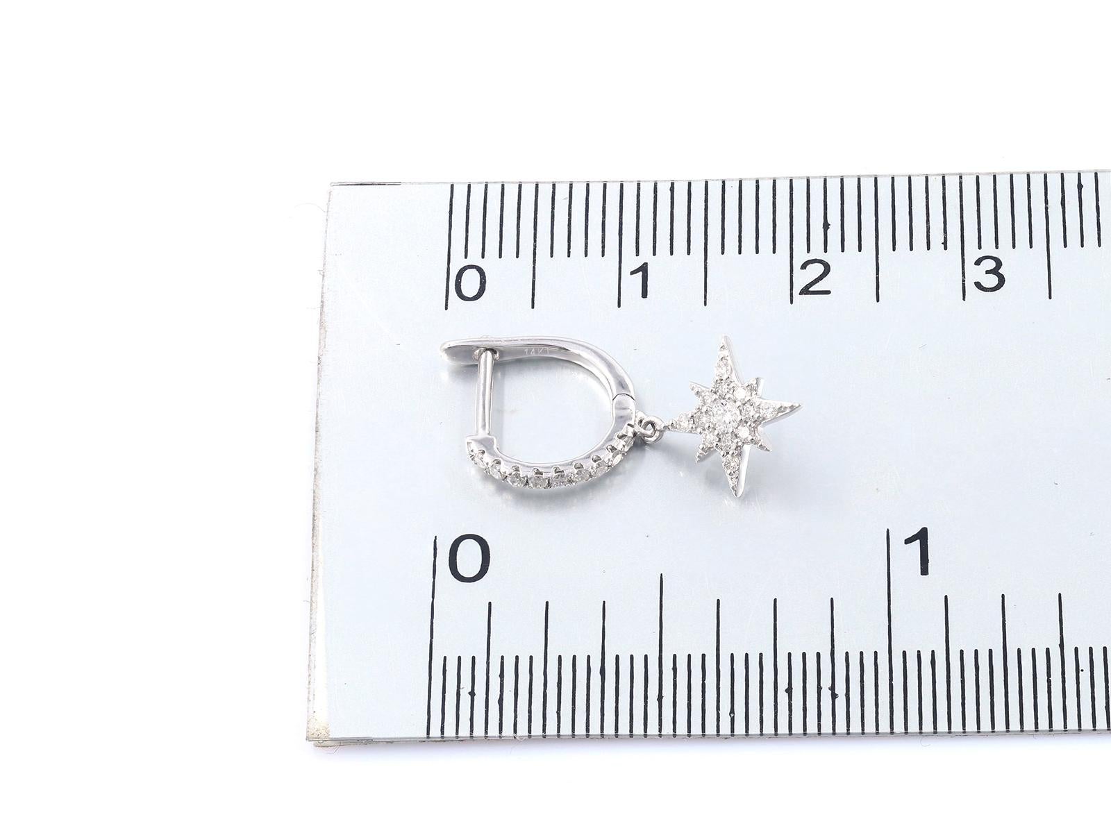 Donna Oro bianco 14K 0,29 Ct. Orecchini a goccia con diamante Pave Starburst in vendita