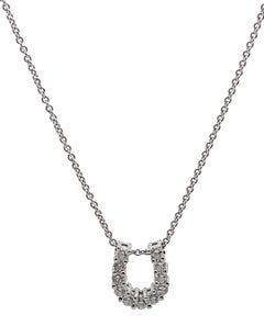 14K White Gold 0.30 Carat Diamond Horseshoe Pendant Necklace