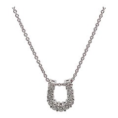 14K White Gold 0.30 Carat Diamond Horseshoe Pendant Necklace