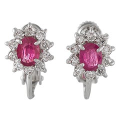 Boucles d'oreilles en or blanc 14K avec diamant et rubis de 0,30ct
