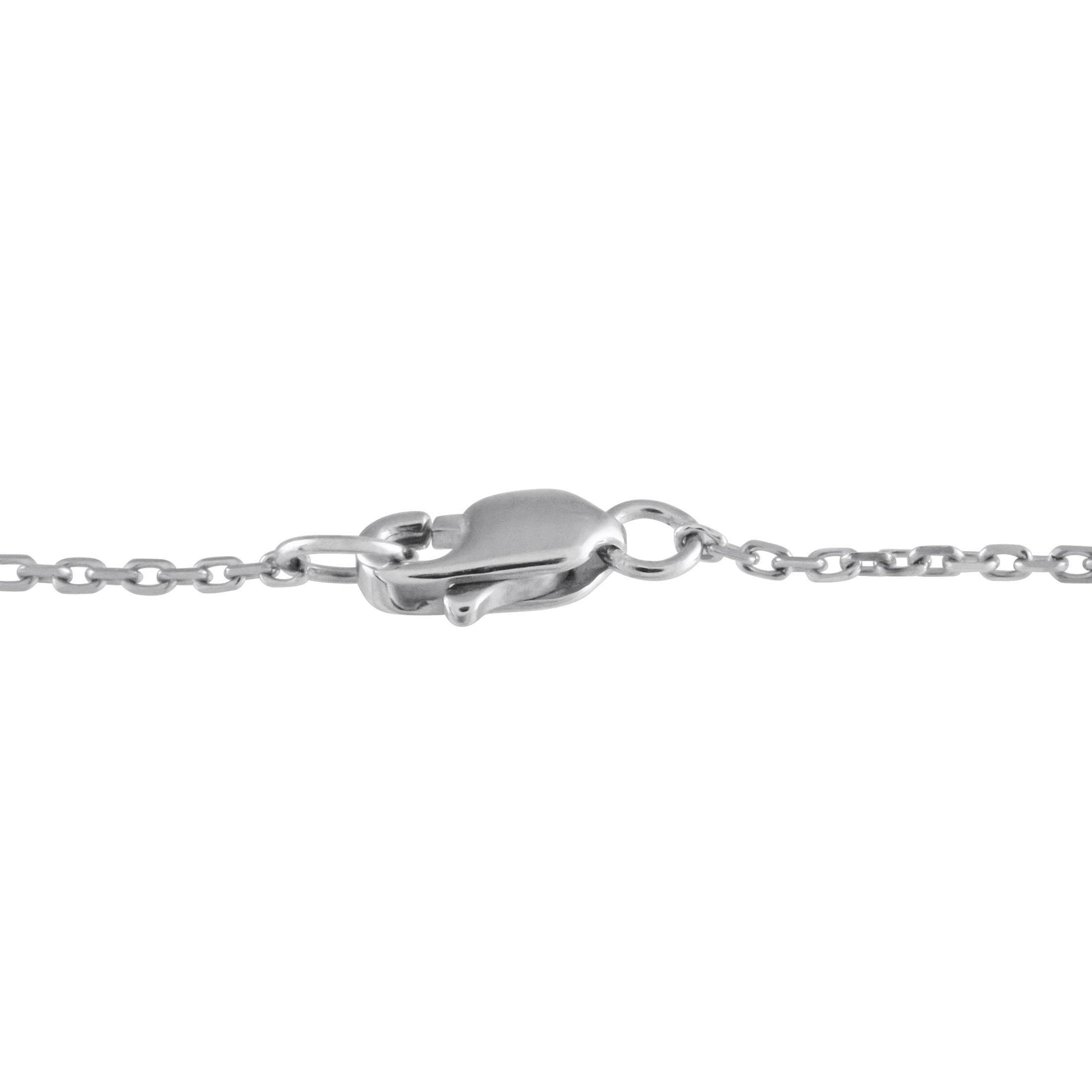 Round Cut 14K White Gold 0.30ct Diamond Horseshoe Necklace For Sale