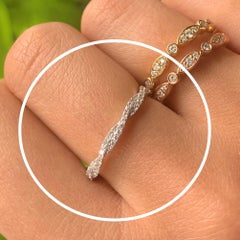 14K White Gold 0.30ct Diamond Twist Band for Her