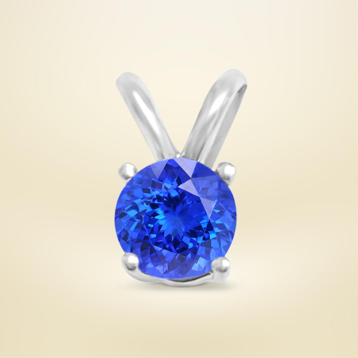 Modern 14K White Gold 0.30cts Tanzanite Pendant, Style# P4.5RD100 Std./1 For Sale