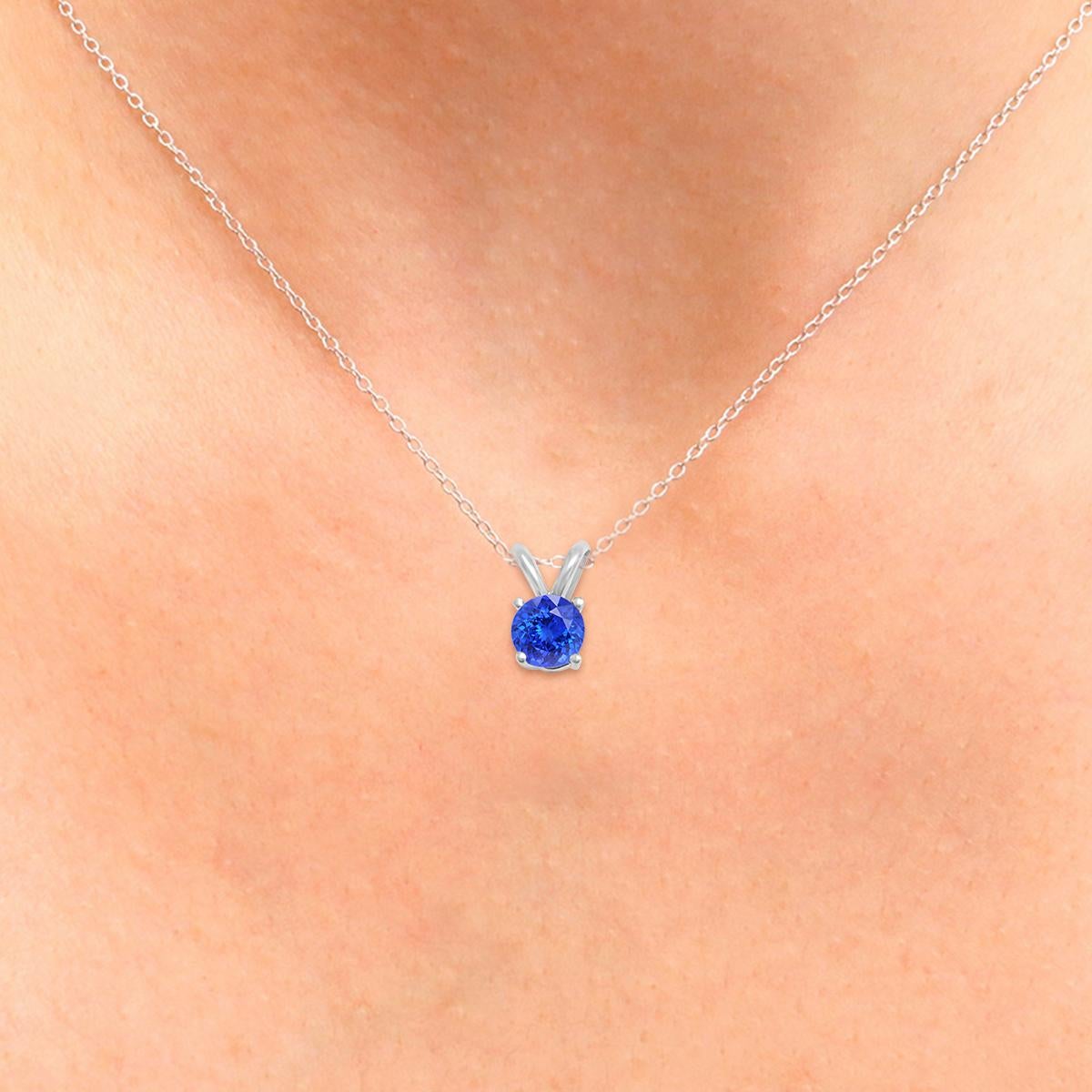Women's 14K White Gold 0.30cts Tanzanite Pendant, Style# P4.5RD100 Std./1 For Sale