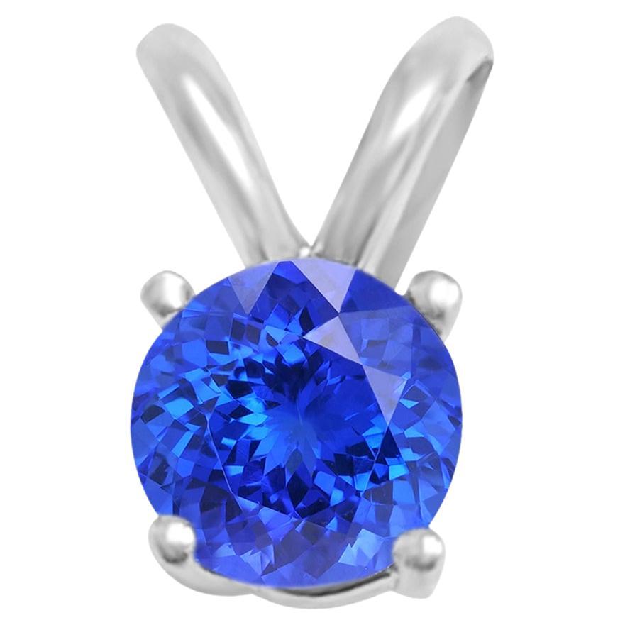 14K White Gold 0.30cts Tanzanite Pendant, Style# P4.5RD100 Std./1 For Sale
