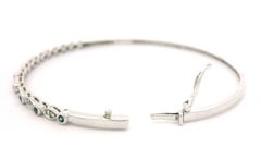 14k White Gold 0.30ctw Sapphire & Diamond Dainty Stack Hinged Bangle Bracelet