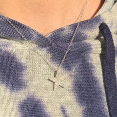 14k White Gold 0.32 Carat Diamond Star Necklace