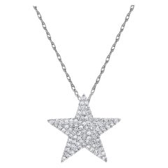 Collier étoile en or blanc 14 carats avec diamants 0,32 carat