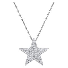 14k White Gold 0.32 Carat Diamond Star Necklace