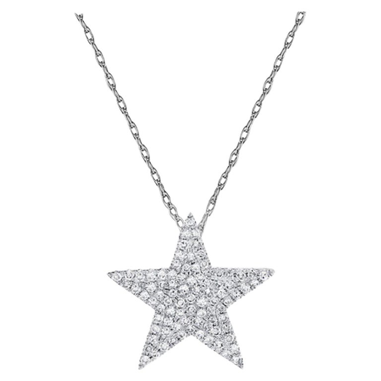 14k White Gold 0.32 Carat Diamond Star Necklace For Sale at 1stDibs