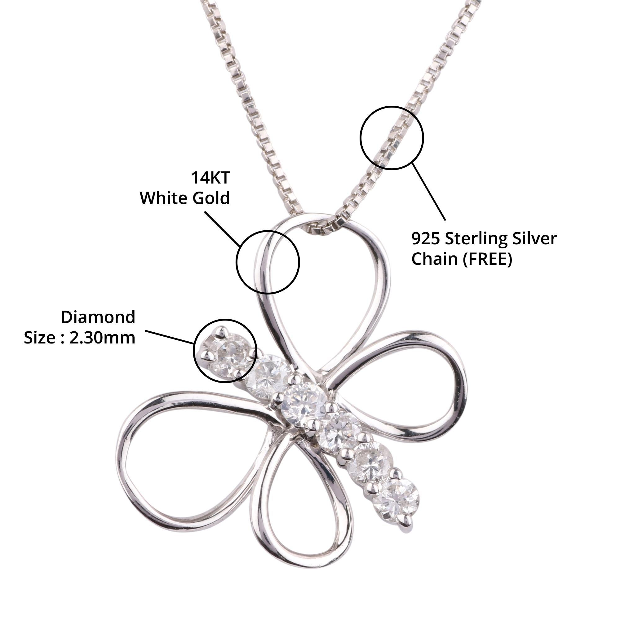 14K White Gold 0.323 Ctw Natural Clear Diamond Designer Charm Necklace Pendant For Sale 1