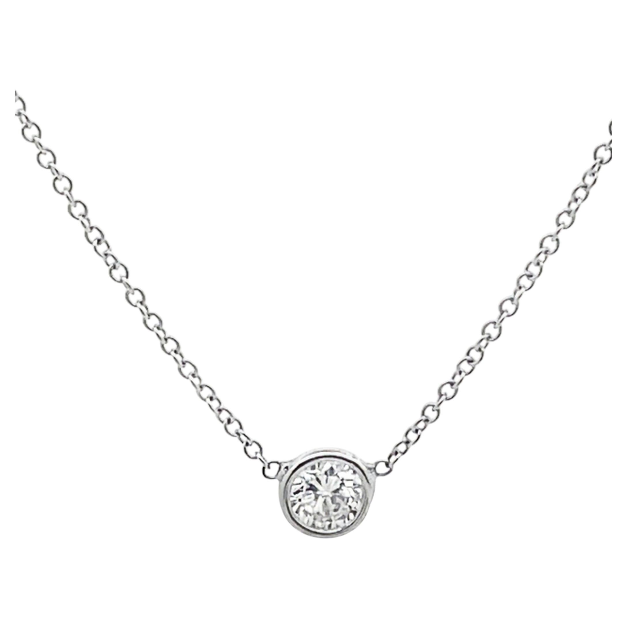 14K White Gold 0.33 Carat Diamond Dot Necklace For Sale
