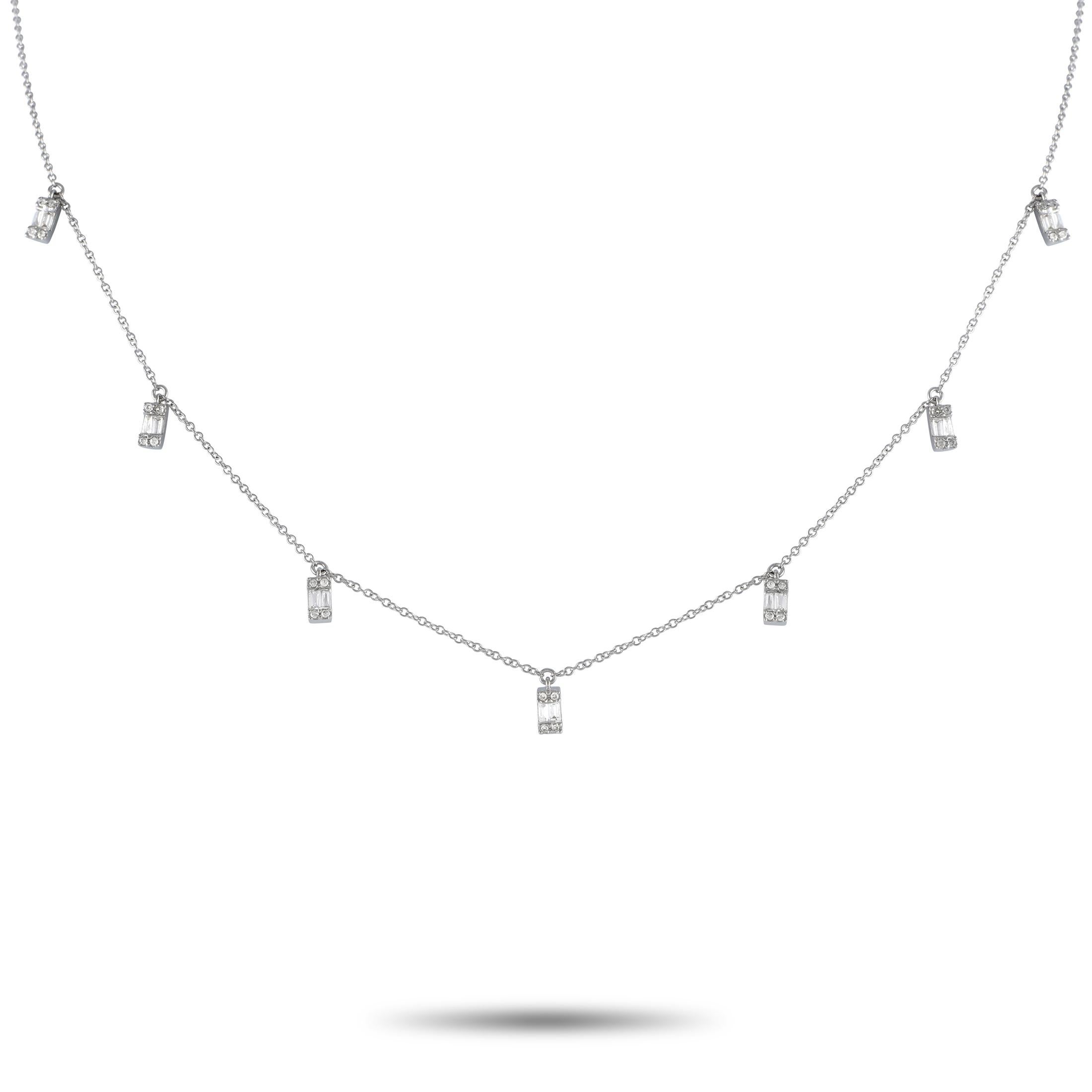 14K White Gold 0.33ct Diamond Station Necklace PN14837 In Excellent Condition For Sale In Southampton, PA