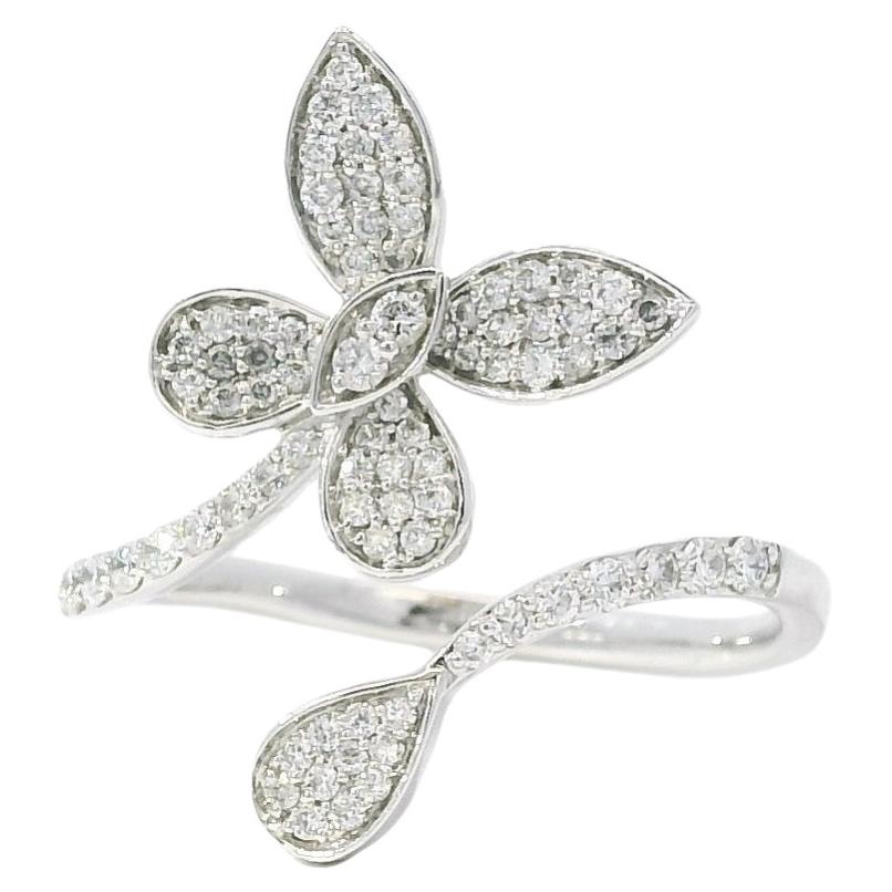 14k White Gold 0.33ctw Round Brilliant Diamonds in a Butterfly Ring