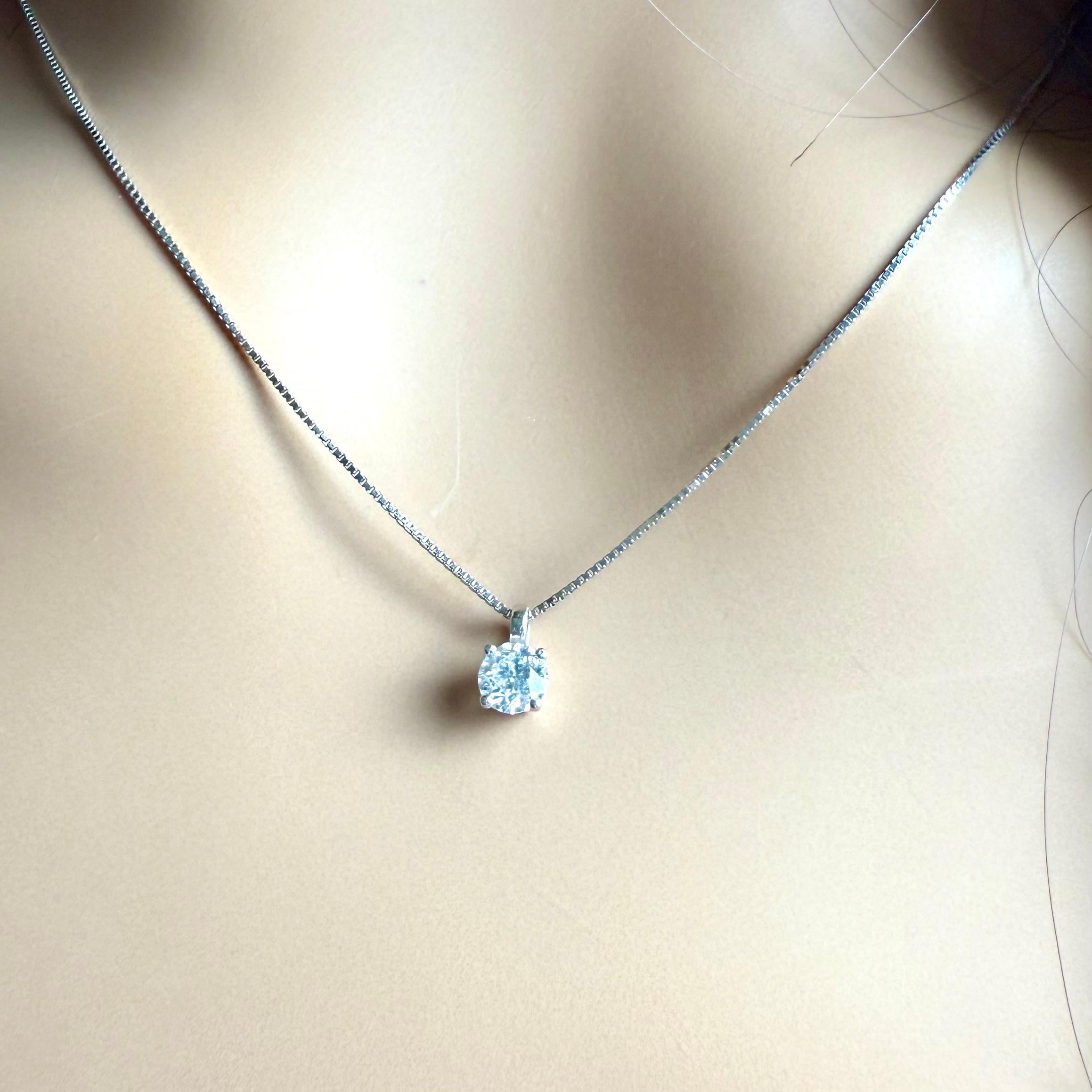Women's 14K White Gold 0.35 Carat Solitaire Pendant Necklace Italian Made For Sale
