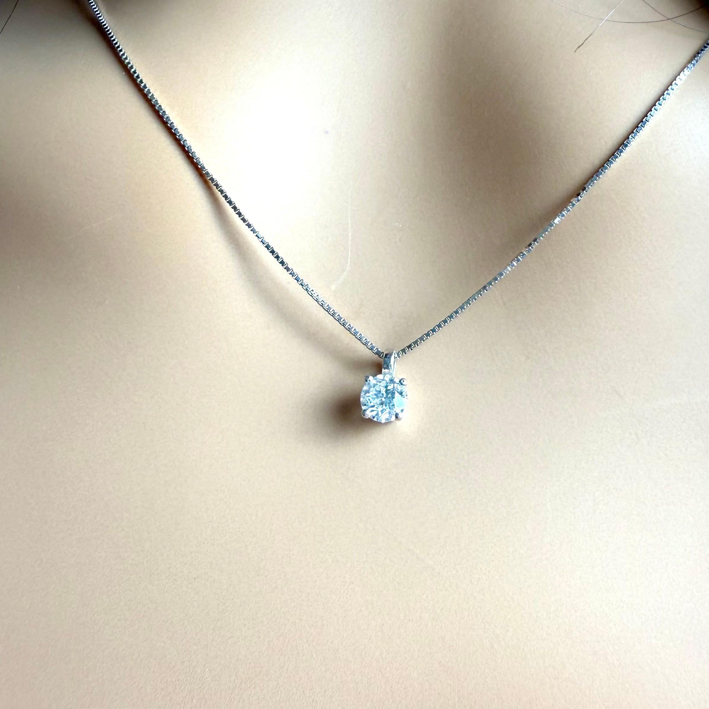 14K White Gold 0.35 Carat Solitaire Pendant Necklace Italian Made For Sale 1