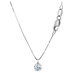 14K White Gold 0.35 Carat Solitaire Pendant Necklace Italian Made