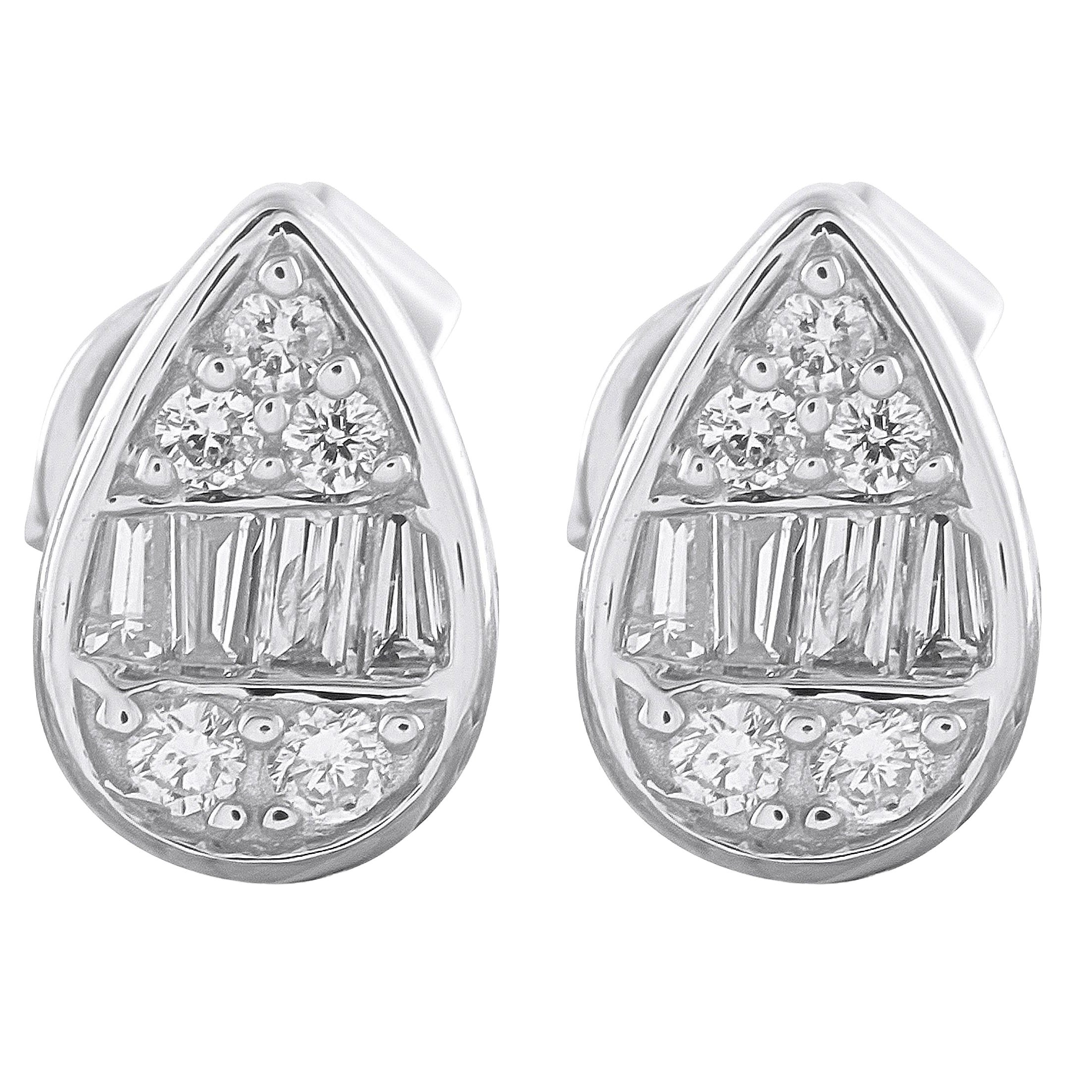 14K White Gold 0.35ct Diamond Cluster Pear Stud Earrings ER305260-W