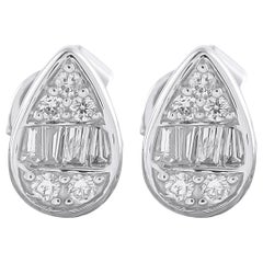 14K White Gold 0.35ct Diamond Cluster Pear Stud Earrings ER305260-W