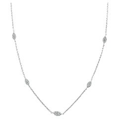 14K White Gold 0.35ct Diamond Station Necklace for Her