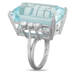 14K Weißgold 0,36ct Diamant und Aquamarin Ring MF34-122325