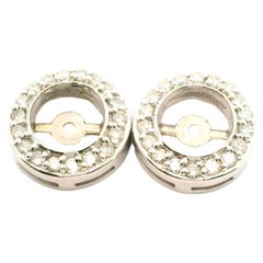 14k White Gold 0.36ctw Pave Set Halo Diamond Earring Jackets Enhancers