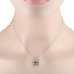 Collier Étoile de David en or blanc 14 carats avec diamant 0,38 carat PN15189-W