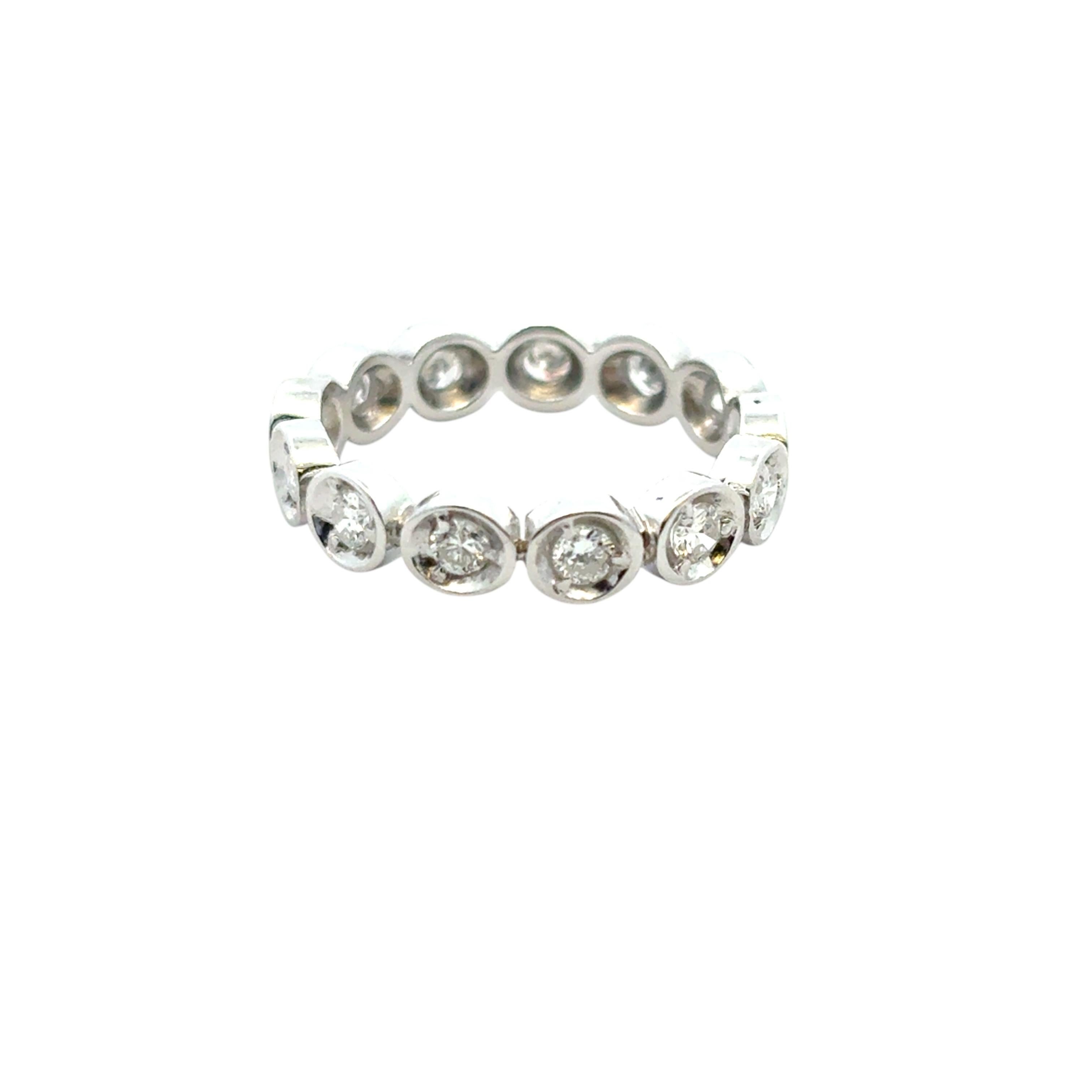14k White Gold 0.39ctw Natural Round Diamond Eternity Ring For Sale 6