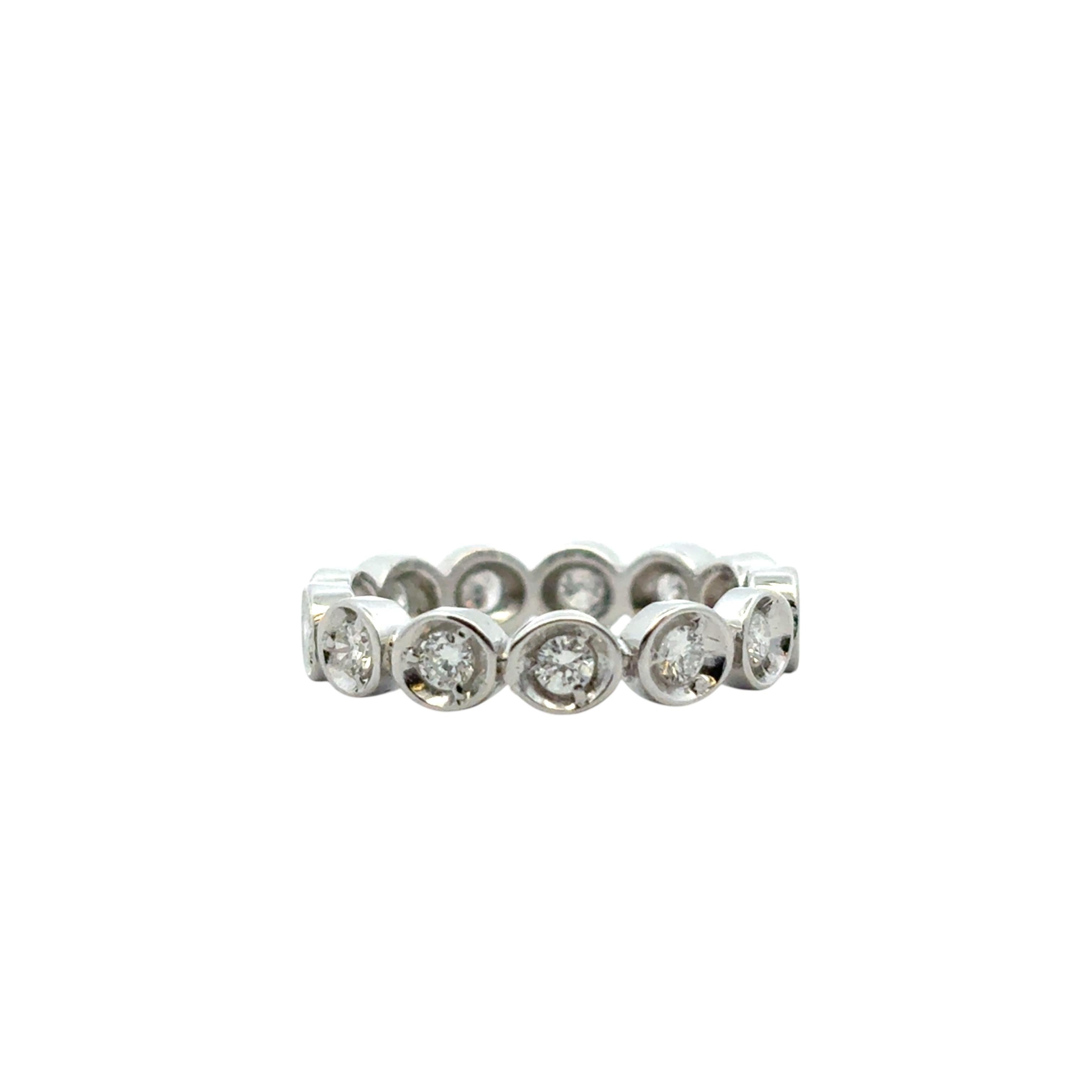 Modern 14k White Gold 0.39ctw Natural Round Diamond Eternity Ring For Sale