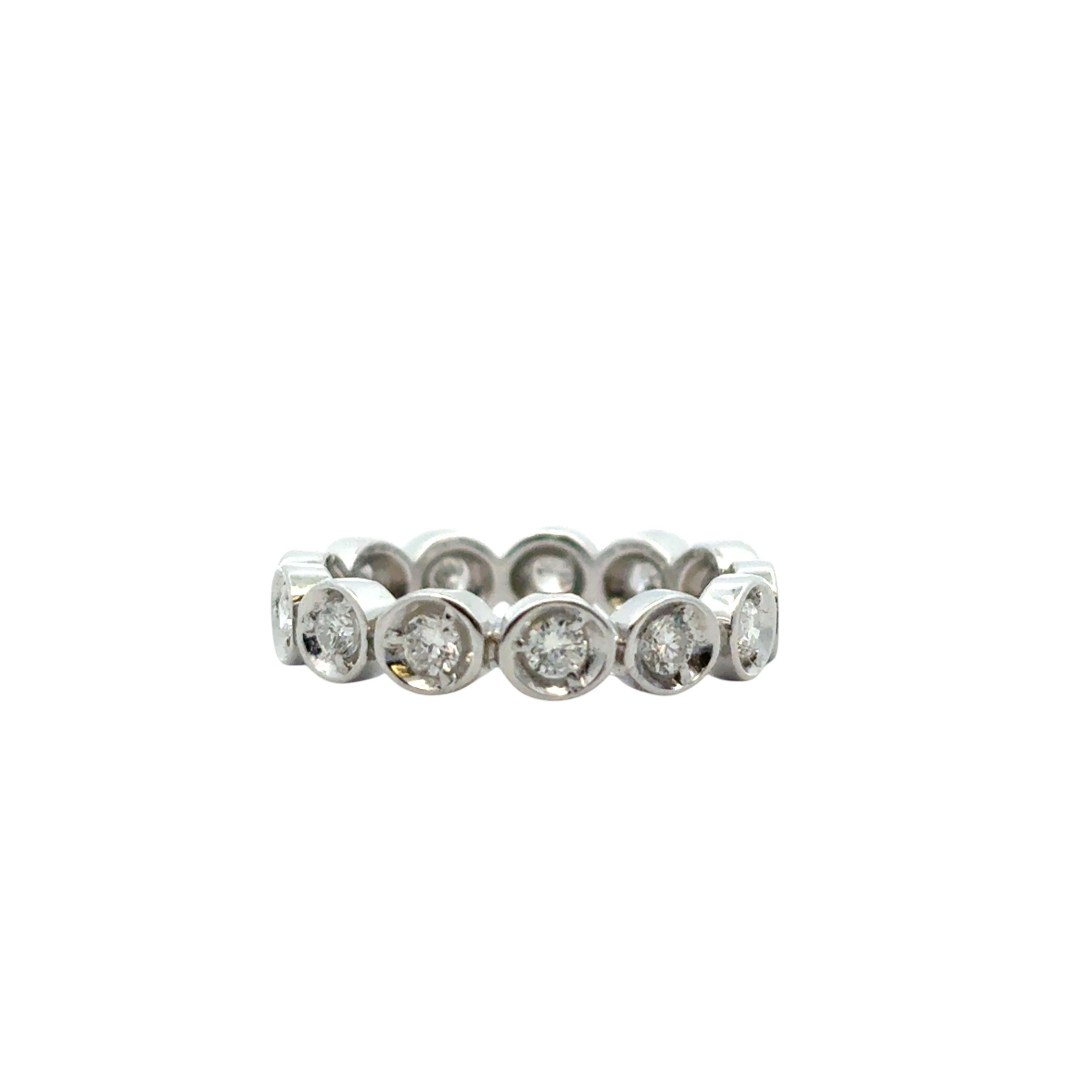 Round Cut 14k White Gold 0.39ctw Natural Round Diamond Eternity Ring For Sale