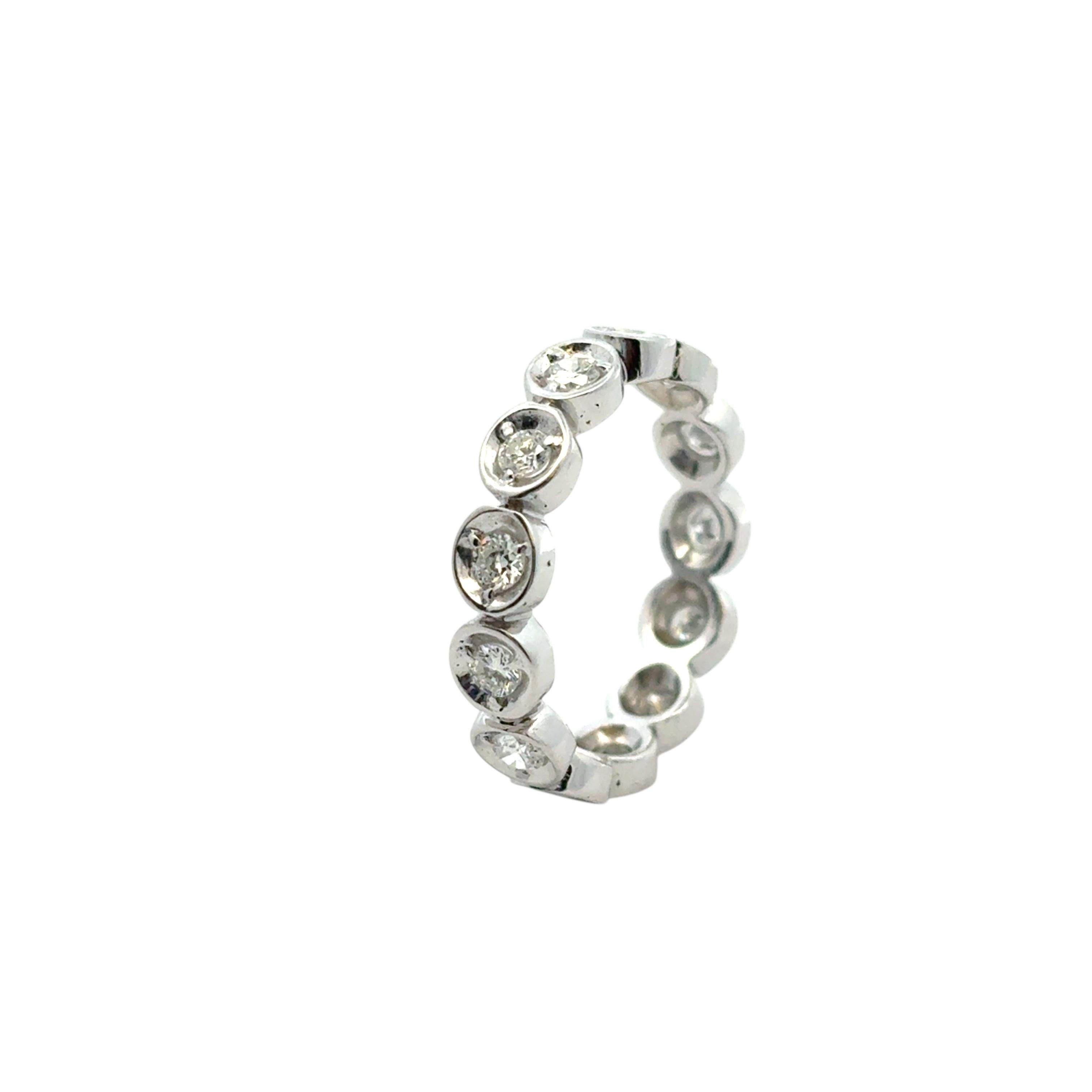14k White Gold 0.39ctw Natural Round Diamond Eternity Ring In Excellent Condition For Sale In Boca Raton, FL