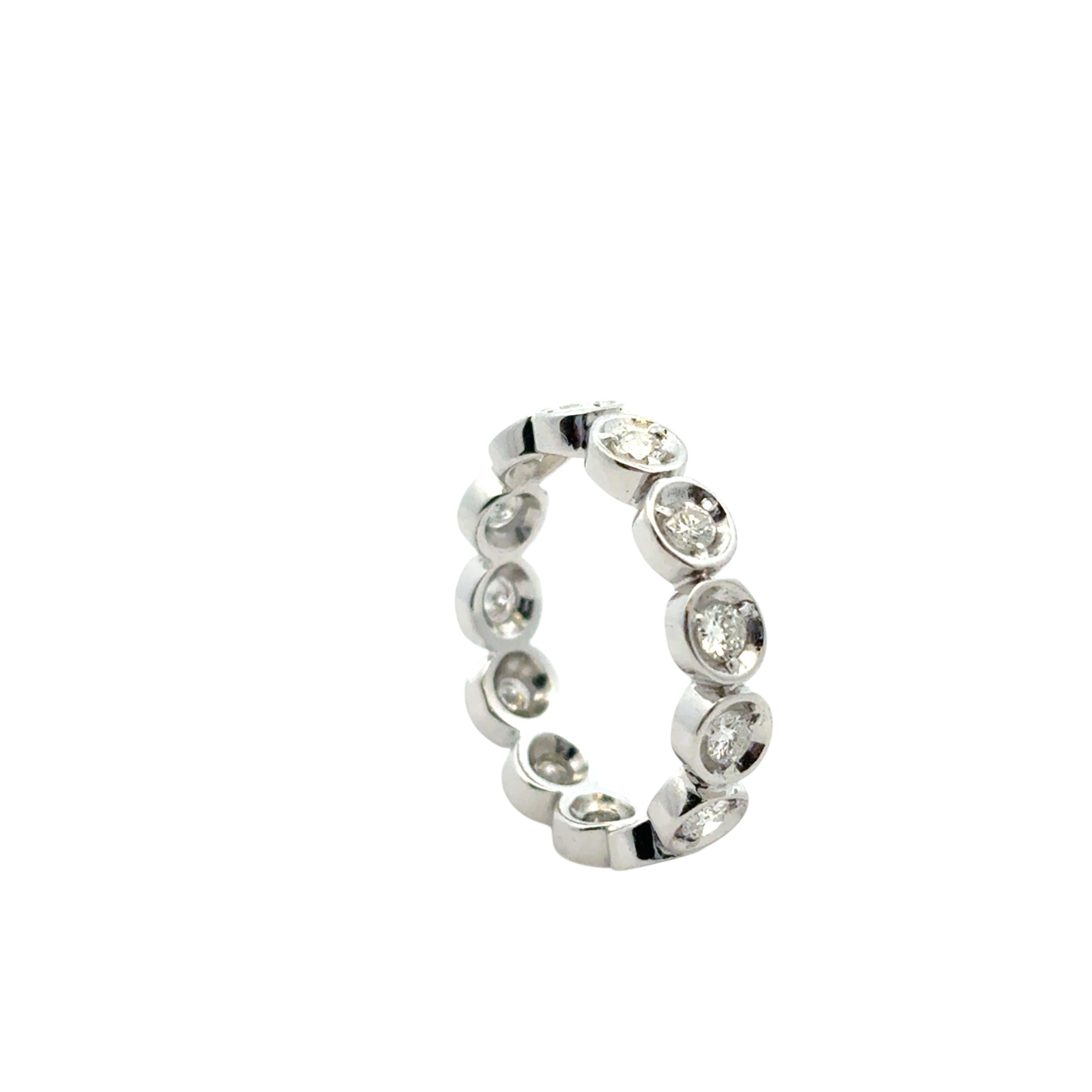 Women's or Men's 14k White Gold 0.39ctw Natural Round Diamond Eternity Ring For Sale