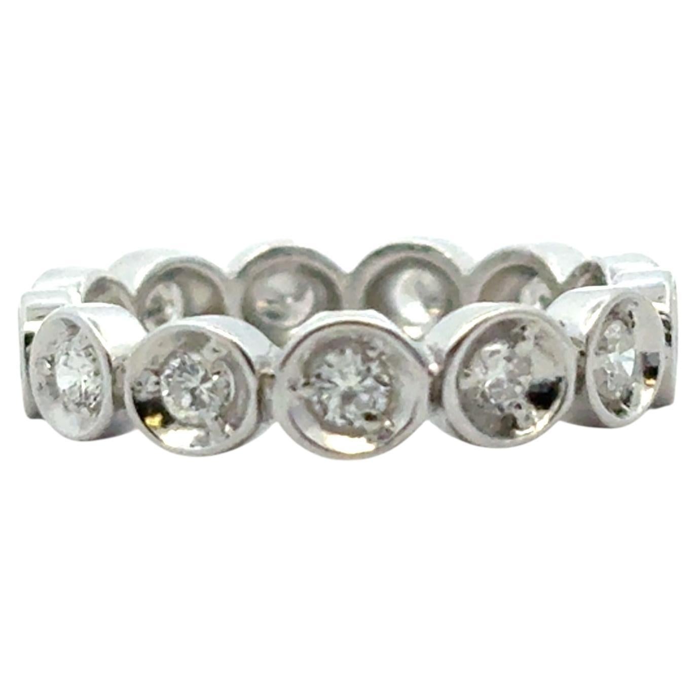 14k White Gold 0.39ctw Natural Round Diamond Eternity Ring For Sale