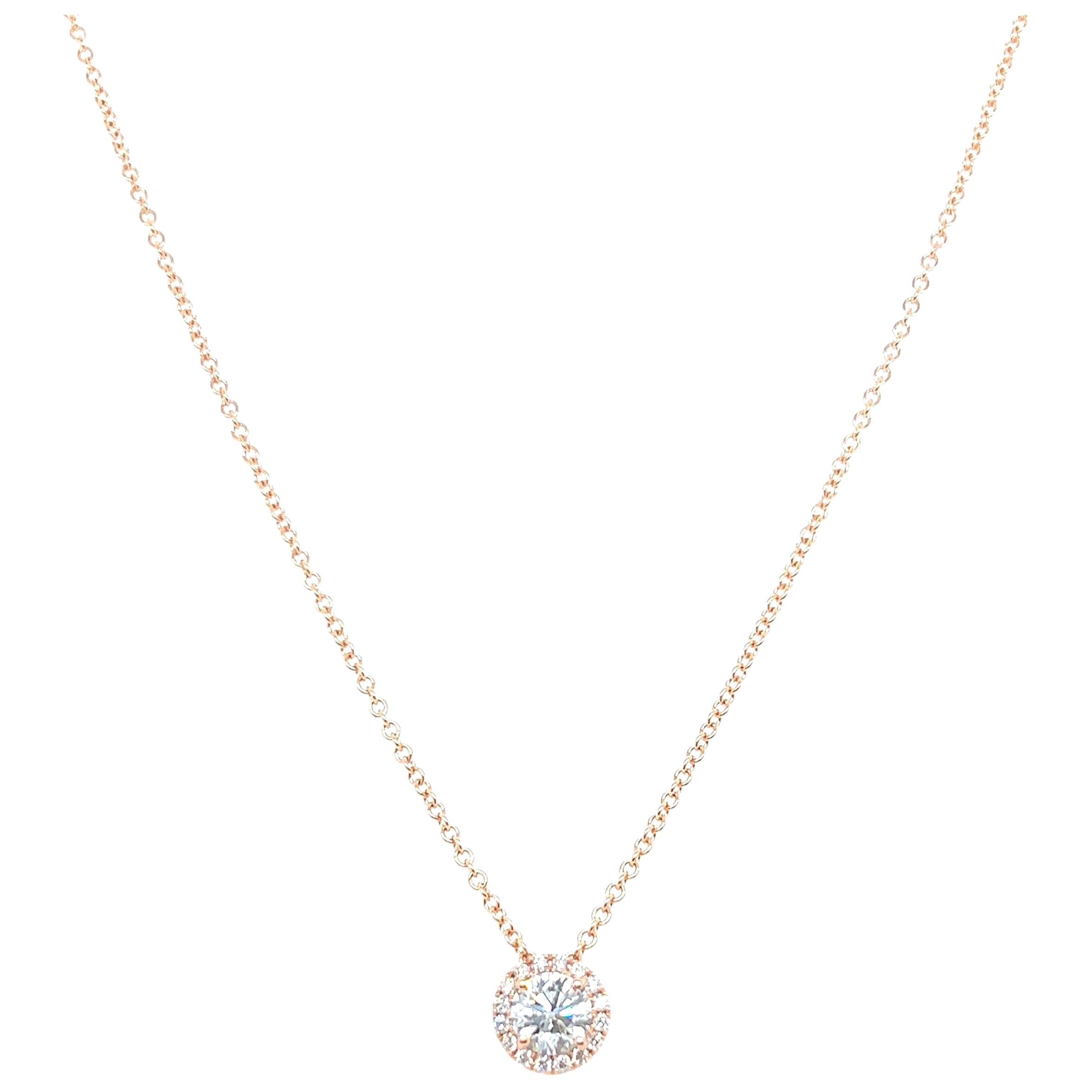 14k White Gold 0.40 Carat Round Cut Diamond Solitaire Pendant Necklace