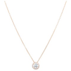 Collier à pendentif solitaire en or blanc 14 carats avec diamants taille ronde de 0,40 carat