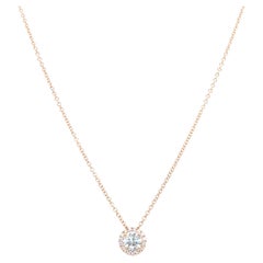 Collier à pendentif solitaire en or blanc 14 carats avec diamants taille ronde de 0,40 carat