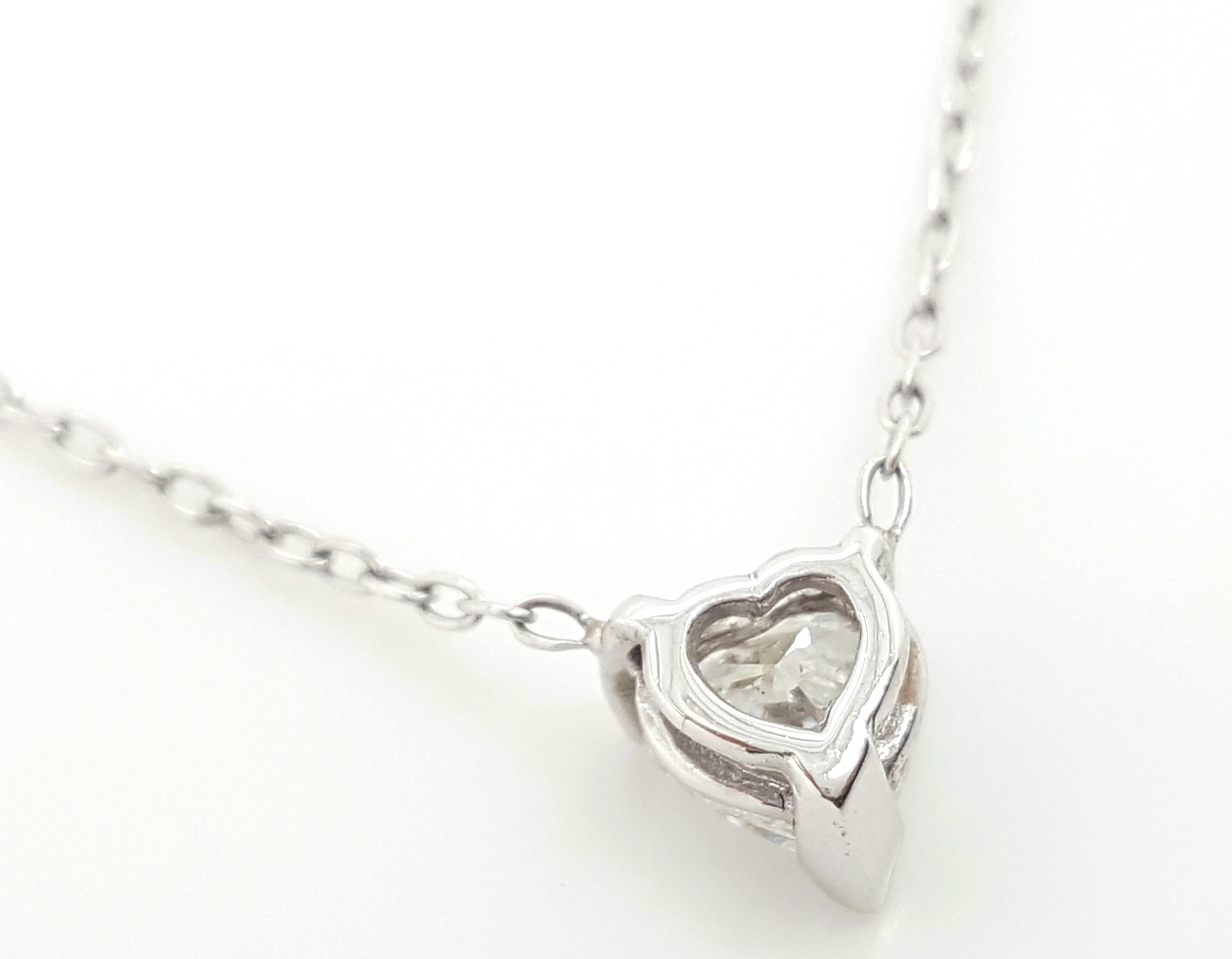 14 Karat White Gold 0.40 Carat Heart Cut Diamond Pendant Necklace 1
