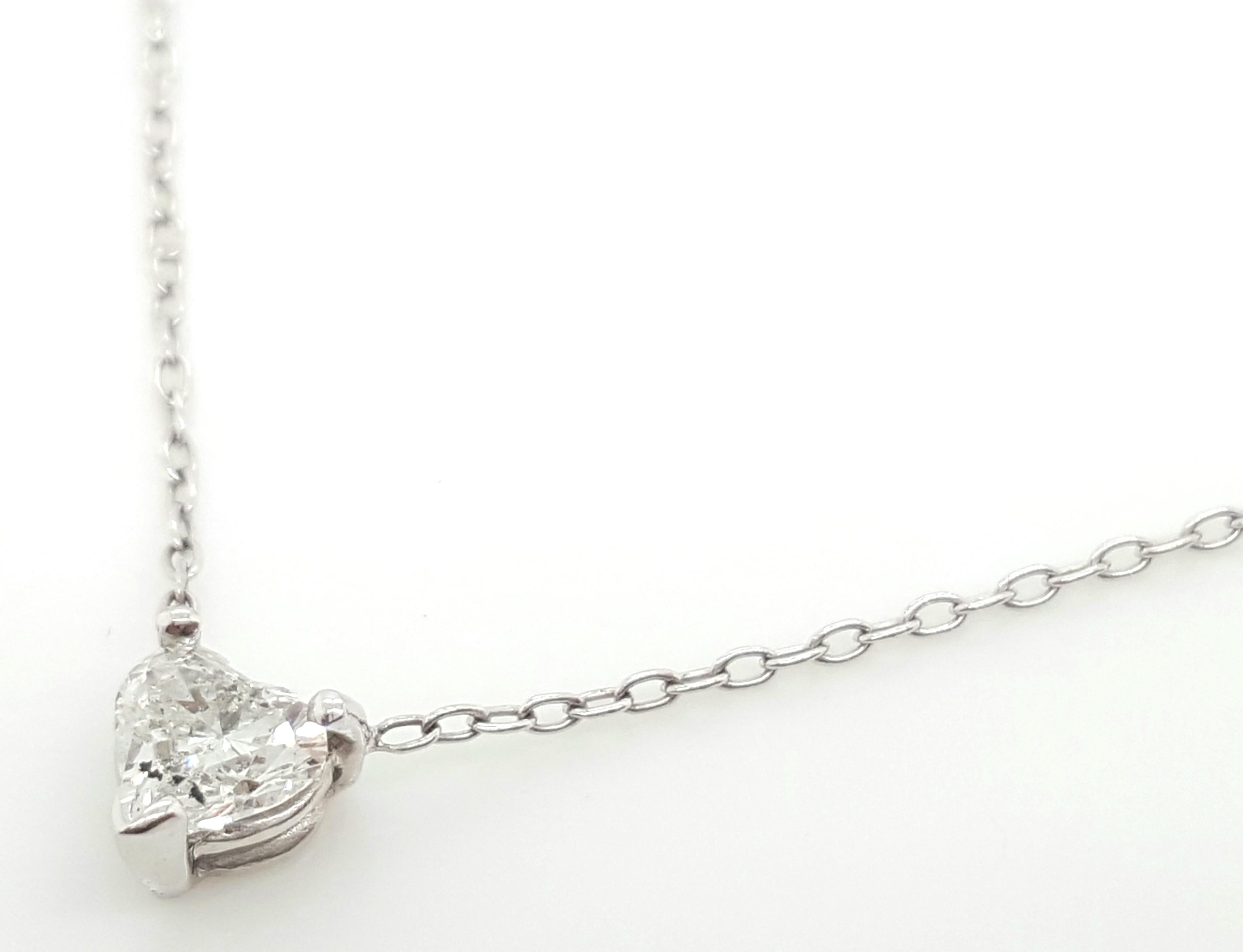 14 Karat White Gold 0.40 Carat Heart Cut Diamond Pendant Necklace 2