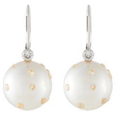 14K White Gold 0.40ct Diamond and Pearl Earrings MF08-012926