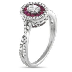 14K White Gold 0.40ct Diamond and Ruby Ring