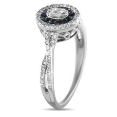 14K White Gold 0.40ct Diamond and Sapphire Ring
