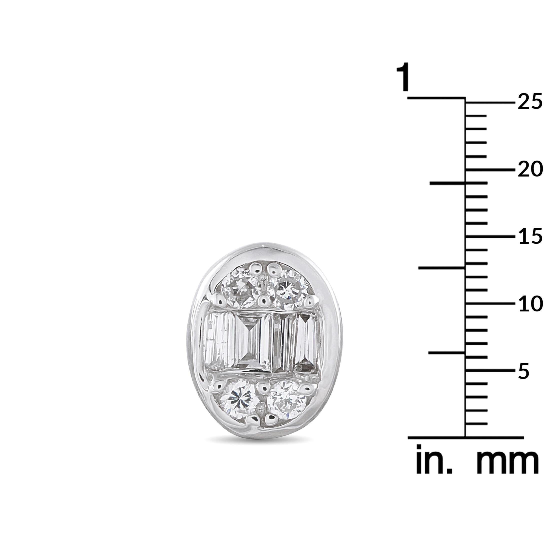 14K White Gold 0.40ct Diamond Cluster Oval Stud Earrings ER305262 In New Condition For Sale In Southampton, PA