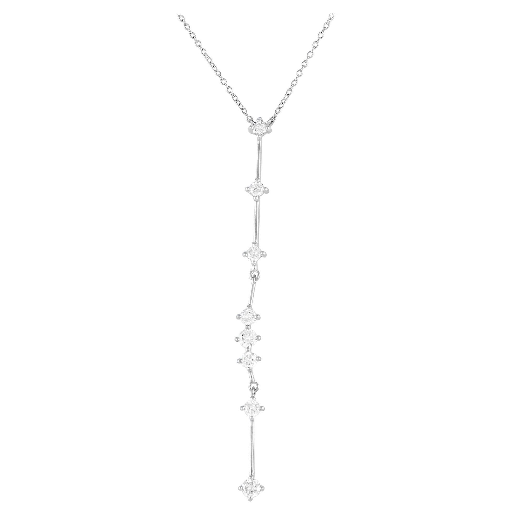 Collier goutte en or blanc 14 carats avec diamants 0,40 carat