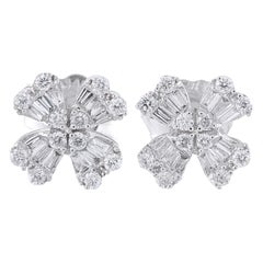 14K White Gold 0.40ct Diamond Four Petal Stud Earrings ER29991-W