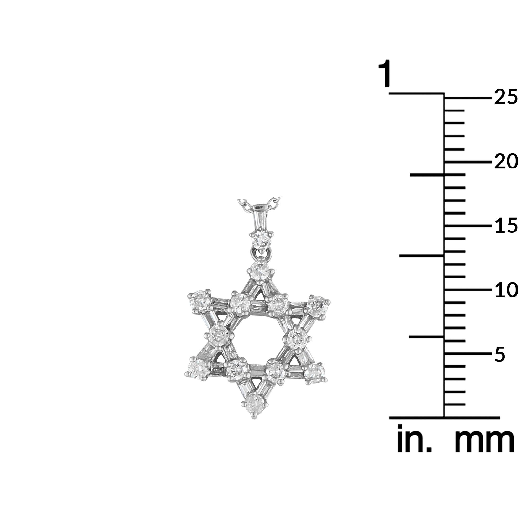 14K White Gold 0.40ct Diamond Star of David Necklace In New Condition For Sale In Southampton, PA