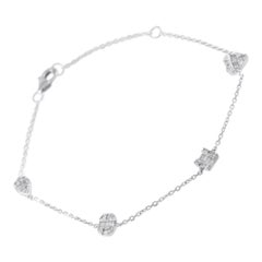 Pulsera Estación de Diamantes 0,40 ct Oro Blanco 14K